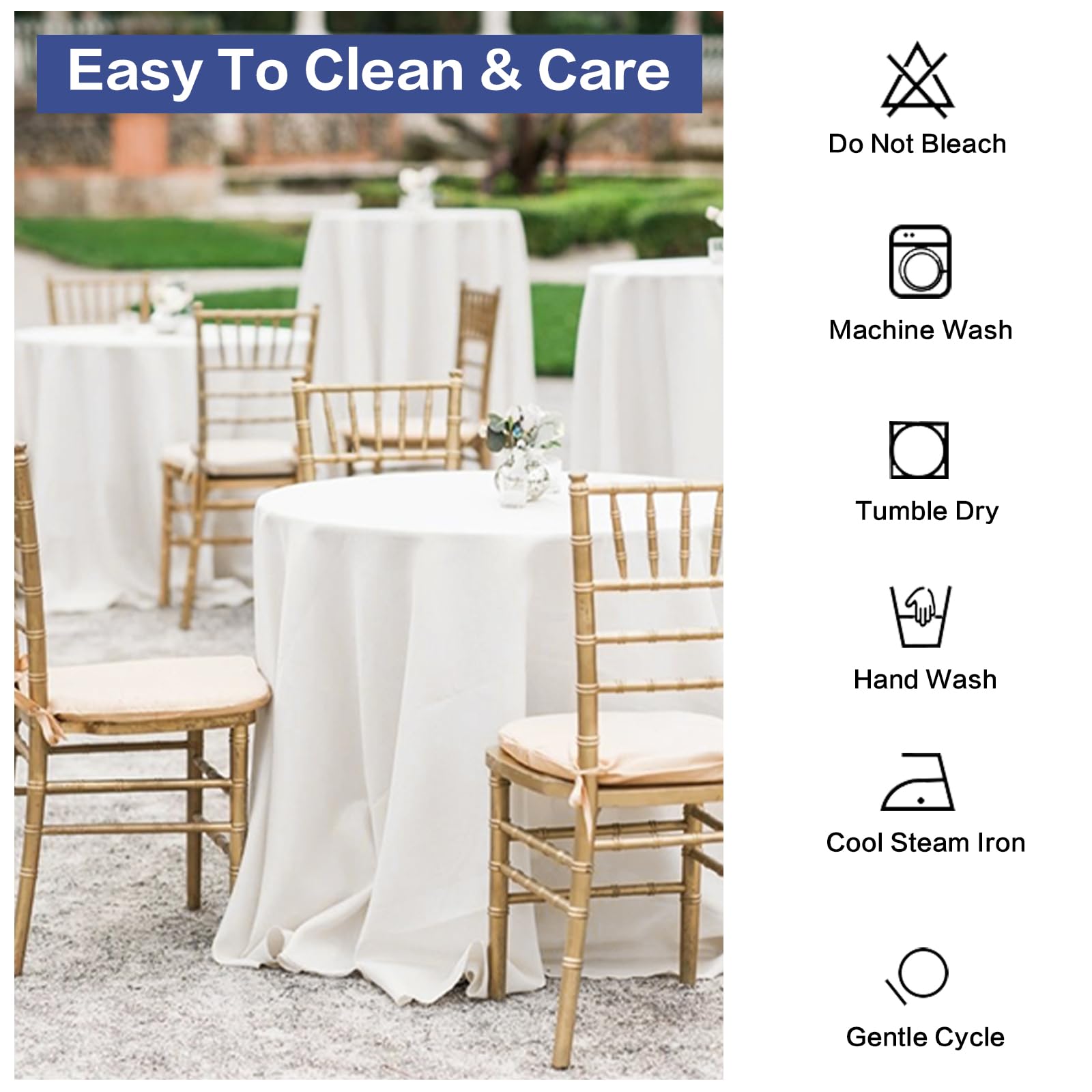 Gfcc 48 Inch Round Tablecloth - Round Polyester Tablecloth Round Table Cover Table Cloth For Event Wedding Birthday Party Banque